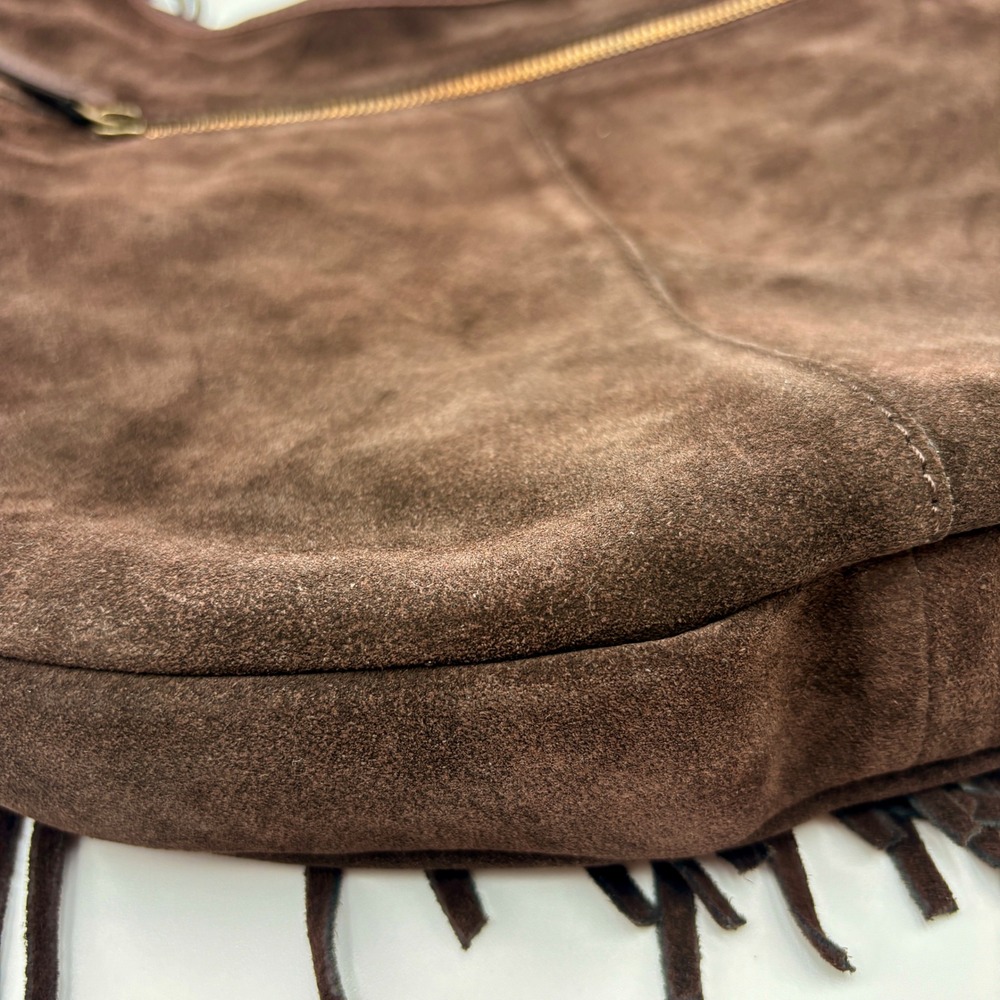 Vilenca Holland Brown Suede Fringe Hobo Leather Trim Boho Western Shoulder Bag - Picture 14 of 14